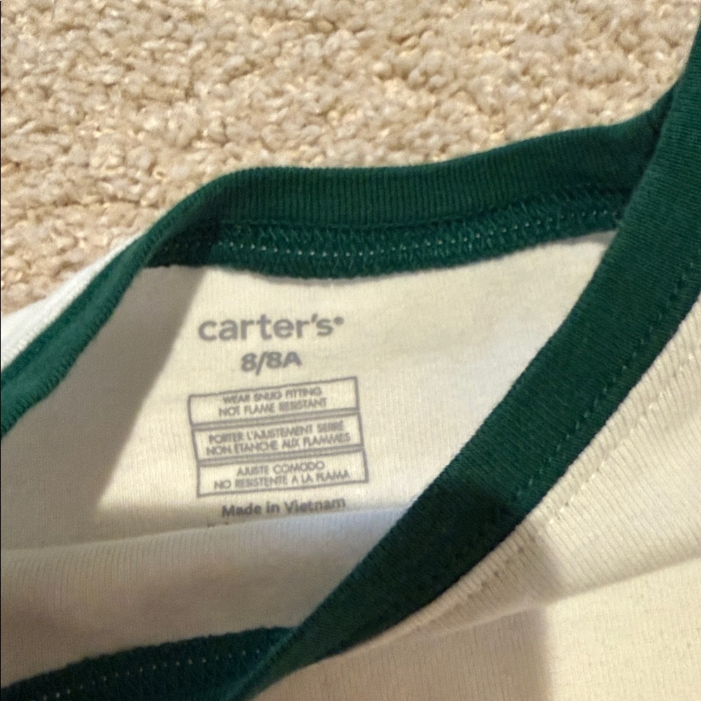 Carter’s Kids Level Up Video Game Pajama Set - Green and White festive, size 8 - Picture 3 of 6